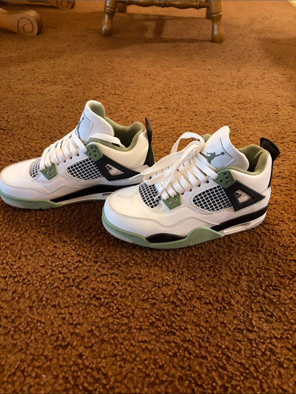Jordan White Mint Green Black Low-Top Basketball Shoes